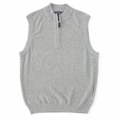 Discount 🧨 Roundtree & Yorke Solid Quarter-Zip Textured Vest Dark Red Heather 🔥