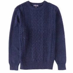 Discount 🧨 Roundtree & Yorke Cable Crew Sweater Aqua 🔥