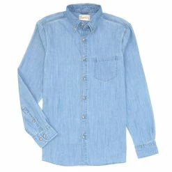 Hot Sale 💯 Roundtree & Yorke Outdoor Long Sleeve Solid Denim 👕 Shirt Bleach 🧨