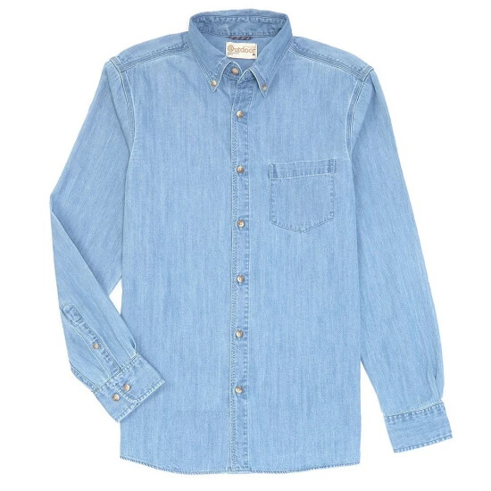 Hot Sale ๐ฏ Roundtree & Yorke Outdoor Long Sleeve Solid Denim ๐ Shirt Bleach ๐งจ