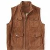 Promo 🥰 Roundtree & Yorke Cownubuck Stand Collar Sleeveless Vest Cognac 💯