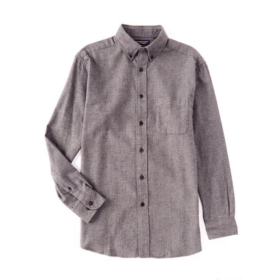 Buy 𧨠Roundtree & Yorke Big & Tall Long Sleeve Solid Flannel π Shirt Oatmeal π - Image 2