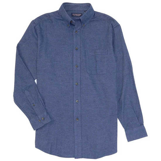 Buy 𧨠Roundtree & Yorke Big & Tall Long Sleeve Solid Flannel π Shirt Oatmeal π - Image 3