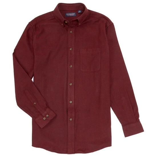 Buy 𧨠Roundtree & Yorke Big & Tall Long Sleeve Solid Flannel π Shirt Oatmeal π - Image 4