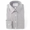 Promo 😉 Gold Label Roundtree & Yorke Non-Iron Fitted Point-Collar Textured Twill 👗 Dress 👕 Shirt Dark Grey 👍