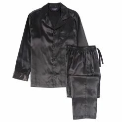 Promo 💯 Roundtree & Yorke Long-Sleeve Solid Charmeuse Pajama Top & Matching Pant Set Dark Navy 🔔