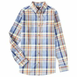 Buy 🔥 Roundtree & Yorke Long Sleeve Multi Large Plaid Button-Down 👕 Shirt Crown Blue ✨