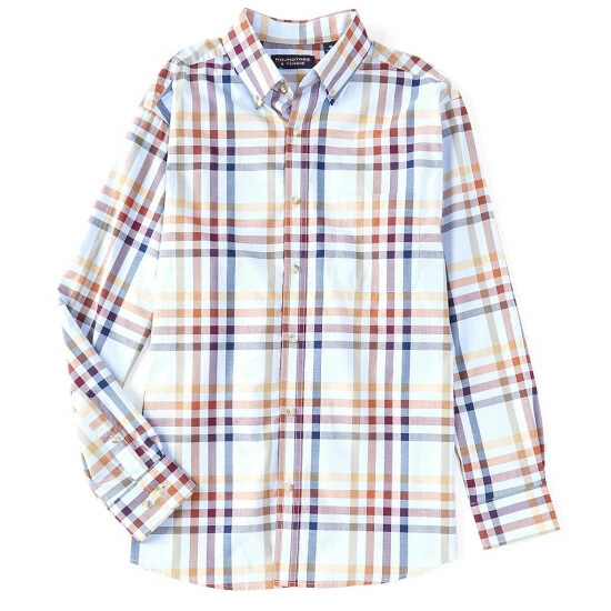 Buy 🔥 Roundtree & Yorke Long Sleeve Multi Large Plaid Button-Down 👕 Shirt Crown Blue ✨ - Image 3