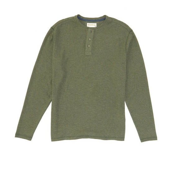 Promo 🎁 Roundtree & Yorke Outdoor Long-Sleeve Henley Waffle Knit Tee Olive Heather 🤩 - Image 3