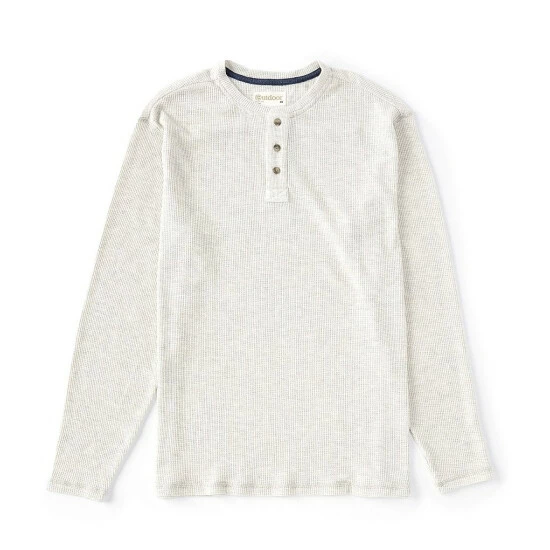 Promo 🎁 Roundtree & Yorke Outdoor Long-Sleeve Henley Waffle Knit Tee Olive Heather 🤩 - Image 4