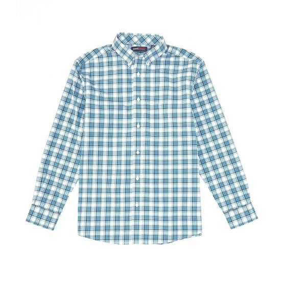 Deals โค๏ธ Roundtree & Yorke TravelSmart Long-Sleeve Poplin Plaid Button Down Sportshirt Deep Red ๐ - Image 3