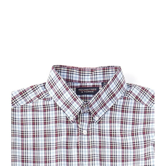 Buy βοΈ Roundtree & Yorke Big & Tall Long Sleeve Check Print Button Down π Shirt Light Periwinkle π― - Image 2