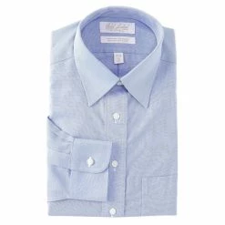 Promo 🎁 Gold Label Roundtree & Yorke Non-Iron Fitted Point Collar Textured 👗 Dress 👕 Shirt Blue ❤️