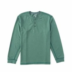 Promo 🔔 Roundtree & Yorke Soft-Washed Long-Sleeve Henley Wine 👏