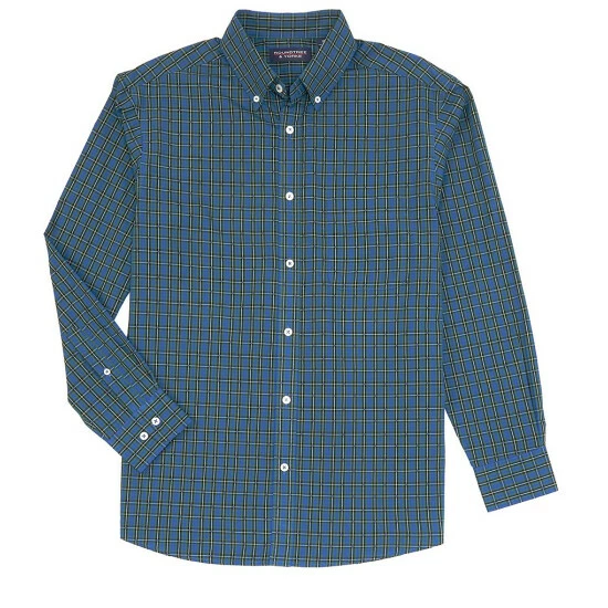 Best deal ๐คฉ Roundtree & Yorke Long Sleeve Tartan Plaid Button Down Collar ๐ Shirt Blue ๐ - Image 2