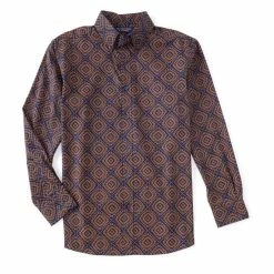 Wholesale ⌛ Roundtree & Yorke Long Sleeve Paisley Print Button Down 👚 Shirt White 🌟