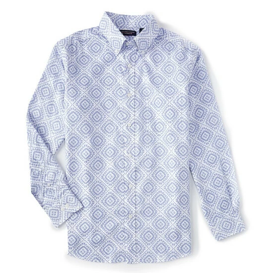 Wholesale โ Roundtree & Yorke Long Sleeve Paisley Print Button Down ๐ Shirt White ๐ - Image 2