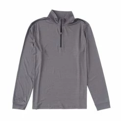 Promo ❤️ Roundtree & Yorke Long-Sleeve 1/4-Zip Performance Pullover Caviar Heather 🛒