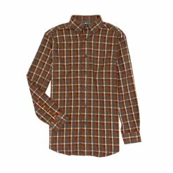 Best Pirce 🔔 Roundtree & Yorke Outdoors Long Sleeve Checked Portuguese Flannel 👚 Shirt Grey Heather 💯