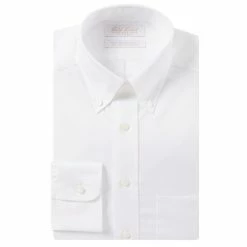 Best Pirce ⭐ Gold Label Roundtree & Yorke Non-Iron Fitted Button-Down Collar Classic Solid 👗 Dress 👚 Shirt White 😀