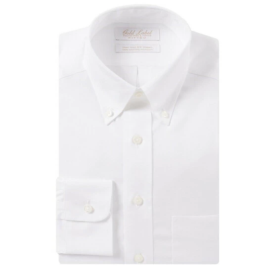 Best Pirce โญ Gold Label Roundtree & Yorke Non-Iron Fitted Button-Down Collar Classic Solid ๐ Dress ๐ Shirt White ๐