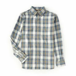 Outlet 🧨 Roundtree & Yorke Outdoors Long Sleeve Plaid 👕 Shirt Coconut Milk 👏