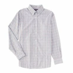 Best Pirce 🤩 Roundtree & Yorke Long Sleeve Check Print Button Down 👚 Shirt Medium Charcoal 👍