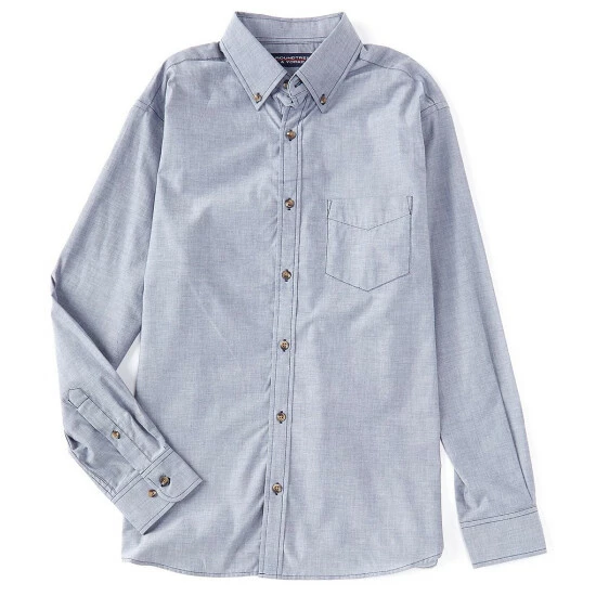 Best deal 😀 Roundtree & Yorke Long-Sleeve Chambray Solid Denim 👕 Shirt Blue ⌛