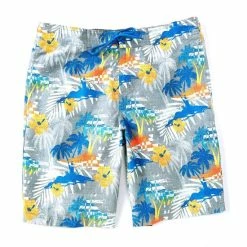 Deals 💯 Roundtree & Yorke Sea Island Tropical Print 10#double; Inseam Swim Trunks Grey ✔️