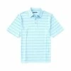 Discount 🧨 Roundtree & Yorke Performance Short-Sleeve Horizontal Stripe Polo Blue Heather 🌟