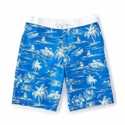 Wholesale 🌟 Roundtree & Yorke Big & Tall Palm Island 10#double; And 12#double; Inseam Swim Trunks Blue 😉