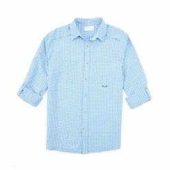 Outlet 💯 Roundtree & Yorke Outdoors Long Sleeve Checked Vented Capeback 👚 Shirt Green 👏