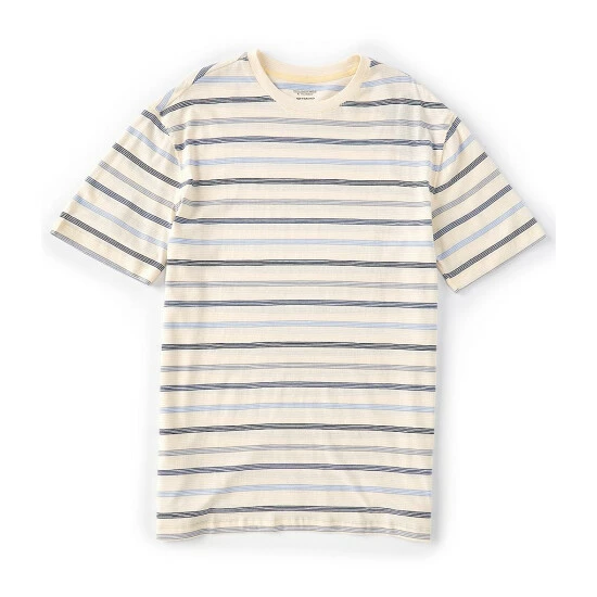 Outlet β€οΈ Roundtree & Yorke Soft Washed Short-Sleeve Stripe Crew Neck Tee White π