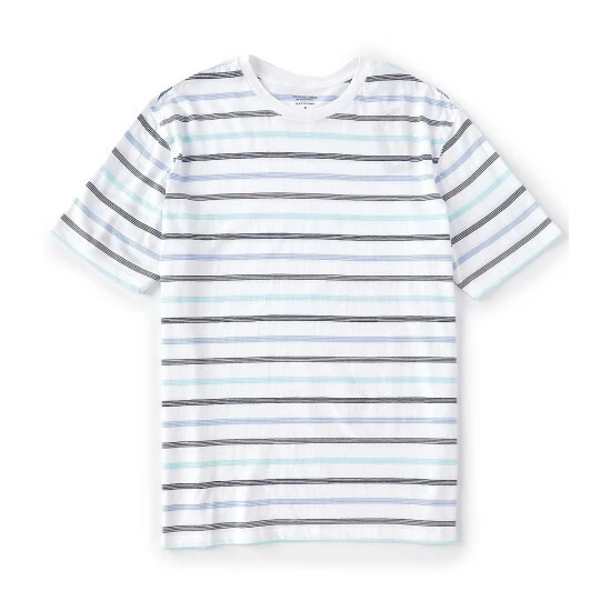 Outlet β€οΈ Roundtree & Yorke Soft Washed Short-Sleeve Stripe Crew Neck Tee White π - Image 2