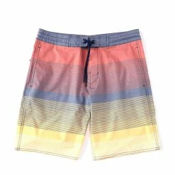 Deals 🔥 Roundtree & Yorke Big & Tall Stripe 9#double; And 11#double; Inseam Board Shorts Blue ⭐