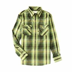 Buy ✔️ Roundtree & Yorke Outdoor Long Sleeve Plaid Flannel 👚 Shirt Black Forest 👏