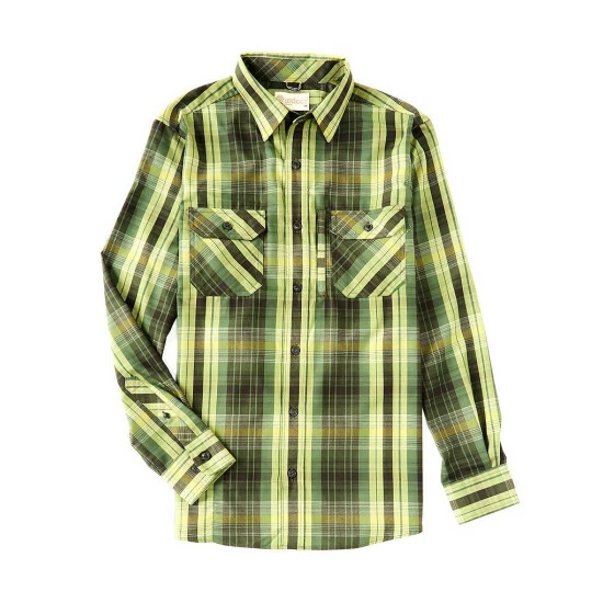 Buy โ๏ธ Roundtree & Yorke Outdoor Long Sleeve Plaid Flannel ๐ Shirt Black Forest ๐