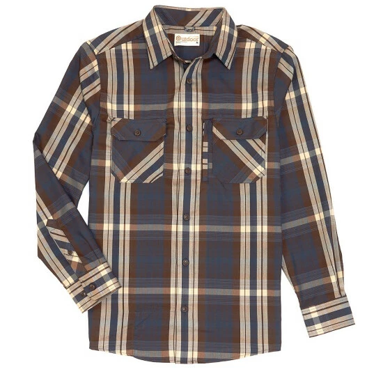 Buy โ๏ธ Roundtree & Yorke Outdoor Long Sleeve Plaid Flannel ๐ Shirt Black Forest ๐ - Image 2
