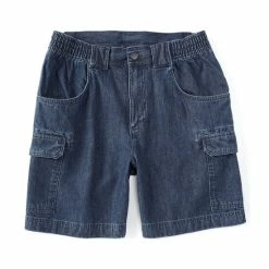 Best Sale 🛒 Roundtree & Yorke 7#double; Hiker Denim Cargo Shorts Dark Indigo 🔔