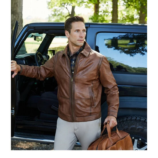 Coupon 🤩 Roundtree & Yorke Brown Burnished Lamb Leather Jacket 🛒 - Image 4
