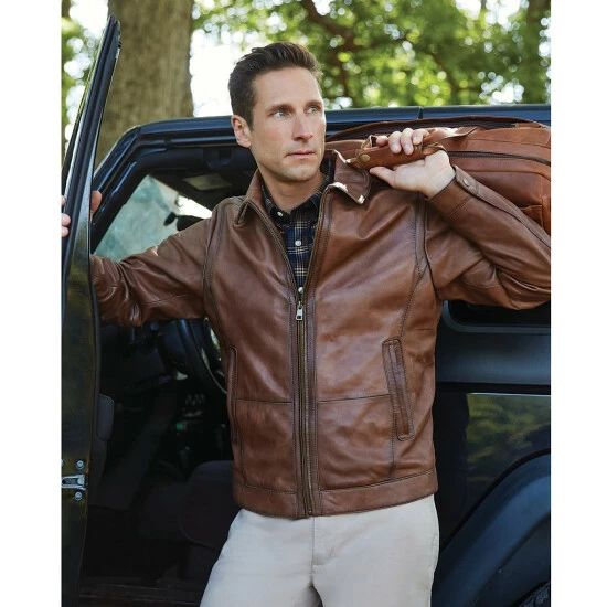 Coupon 🤩 Roundtree & Yorke Brown Burnished Lamb Leather Jacket 🛒 - Image 5