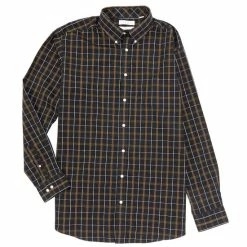 Best Sale ⭐ Gold Label Roundtree & Yorke Big & Tall Long-Sleeve Windowpane Non Iron 👚 Shirt Black 🧨