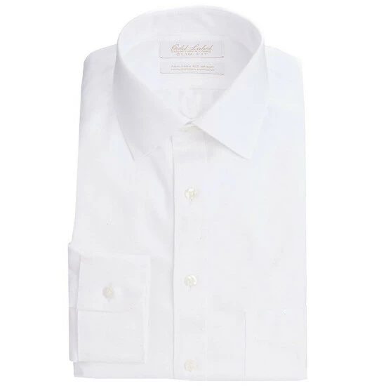 Brand new ๐ Gold Label Roundtree & Yorke Non-Iron Slim-Fit Spread-Collar Solid ๐ Dress ๐ Shirt White โค๏ธ