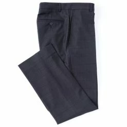 Best Pirce 🌟 Roundtree & Yorke TravelSmart Ultimate-Comfort Easy-Care Wool Blend Windowpane Flat-Front 👗 Dress Pants Charcoal ⌛