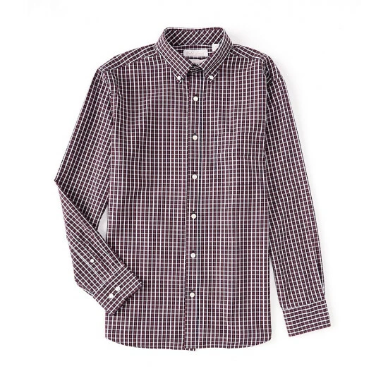 Coupon π Roundtree & Yorke Gold Label Big & Tall Long Sleeve Checked Button Down Collar π Shirt White π - Image 2