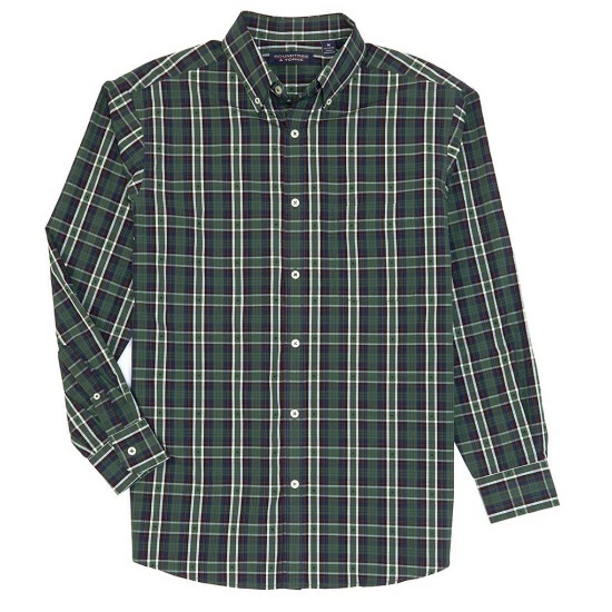 Cheap 😉 Roundtree & Yorke Big & Tall Long Sleeve Tartan Plaid Button Down Collar 👚 Shirt Green 🛒