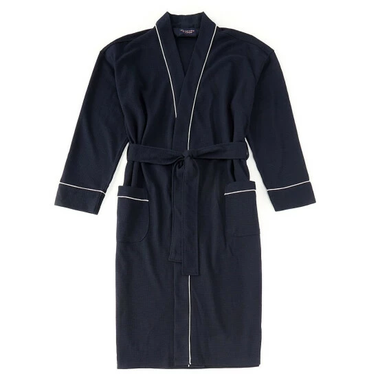 Flash Sale π Roundtree & Yorke Solid Waffle Kimono Robe Dark Navy π