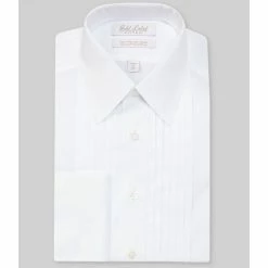 Coupon 🌟 Gold Label Roundtree & Yorke Non-Iron Fitted Point-Collar Solid Tuxedo Poplin 👕 Shirt With French Cuffs White 🛒