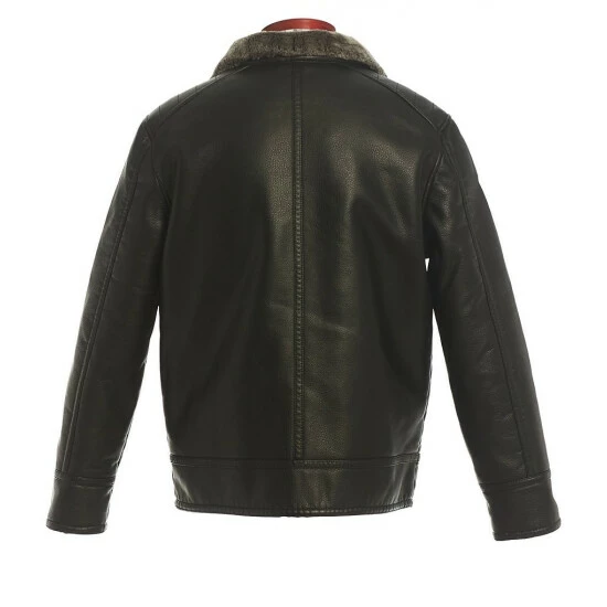 Cheap โ๏ธ Roundtree & Yorke Big & Tall Texture Vegan Leather With Faux Fur Black ๐งจ - Image 2