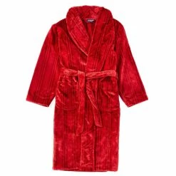 Promo ✨ Roundtree & Yorke Long-Sleeve Solid Plush Robe Red ✨